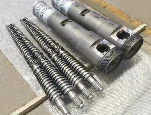 Parafuso duplo cônico 38CrMoAl e cilindro 65/132 para perfil de tubo de PVC WPC Spc