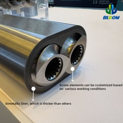(PTR) Peças de extrusora de aço resistente ao desgaste de grão ultra fino W6 Elemento de rosca de extrusora de rosca dupla Barril e eixo