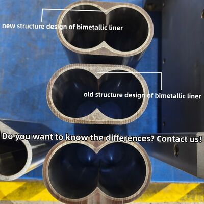Forro de barril de dois parafusos de alto desempenho com HRC≥57 Dureza e forro de liga de níquel para resistência a 600 °C