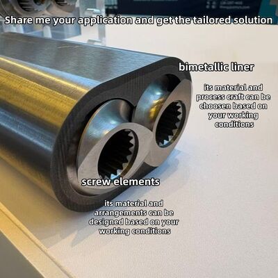 Forro de barril composto de níquel-cromo-volframo de alto desempenho para extrusora de parafusos duplos com resistência a 600°C e dureza HRC 58-62