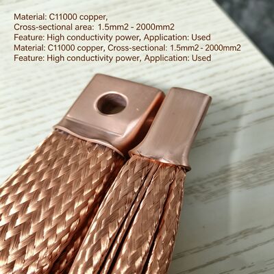 Conector flexível trançado de cobre para transmissão de energia industrial