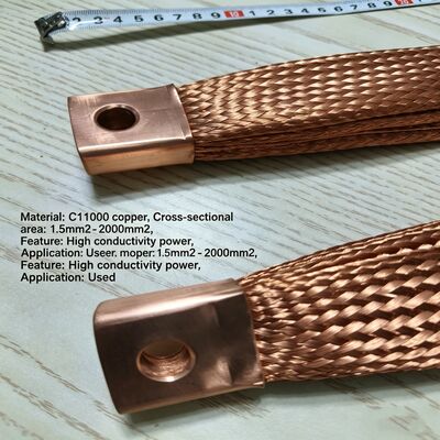 Conector flexível trançado de cobre puro com superfície revestida de níquel e isolamento personalizado para distribuição de energia