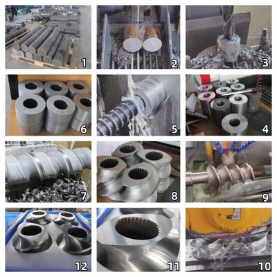 Elements de parafusos de extrusão de parafusos duplos resistentes ao desgaste e à corrosão com usinagem CNC de precisão e dureza HRC 58-62