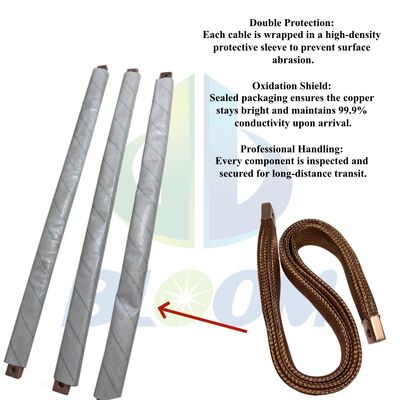 Conector flexível trançado de cobre T2 de alta densidade com ligação de resistência zero para soldagem por resistência de precisão